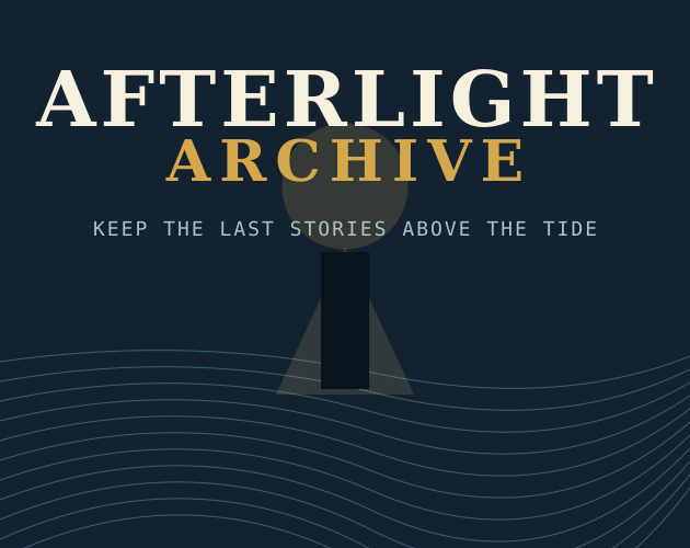 Afterlight Archive cover with a lighthouse above dark waves
